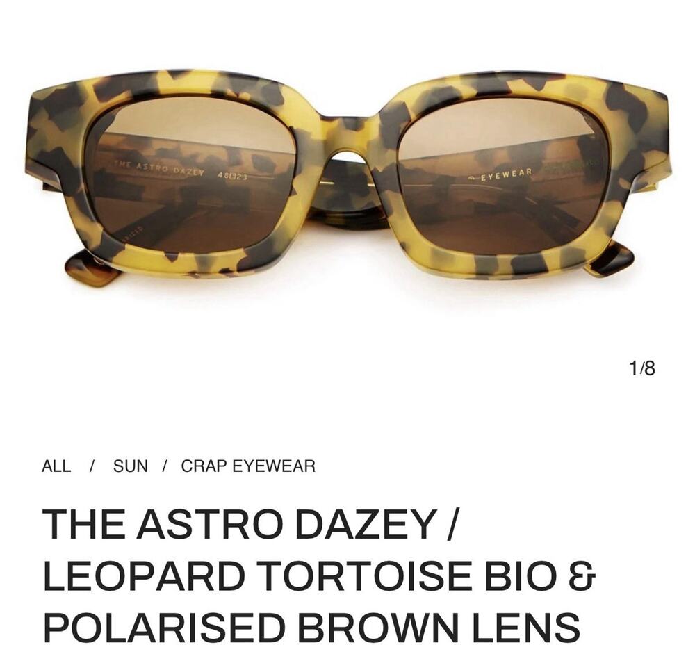 Crap Eyewear The Astro Dazey Rectangular Sunglasses Tortoise Polarized GUC